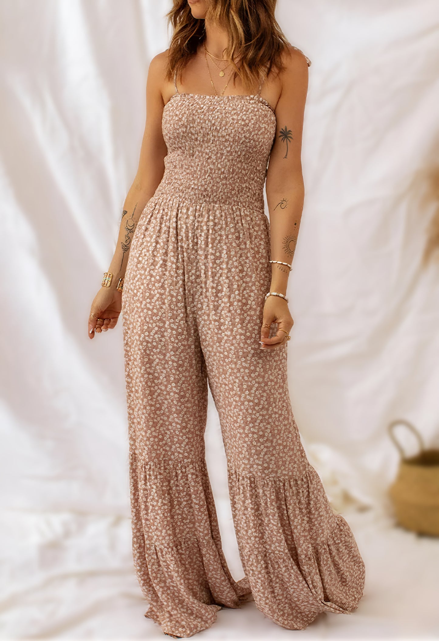 Magnolia Smocked Wide Leg Floral Jumpsuit