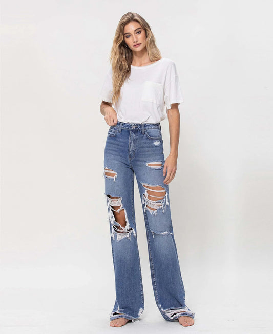 90s Vintage Loose Fit Distressed Jeans