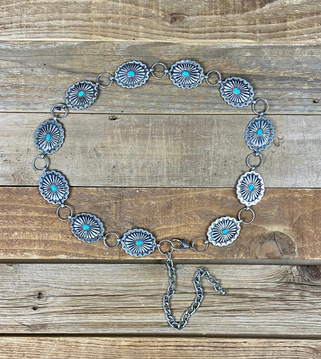 Turquoise Silver Western Concho Link Belt