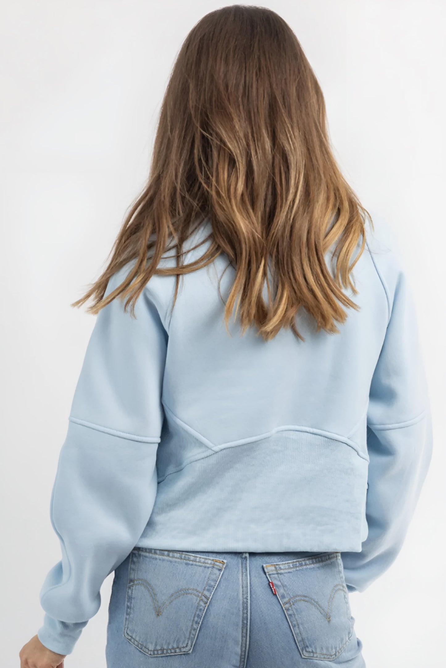 Powder Blue Half-Zip Crop Pullover