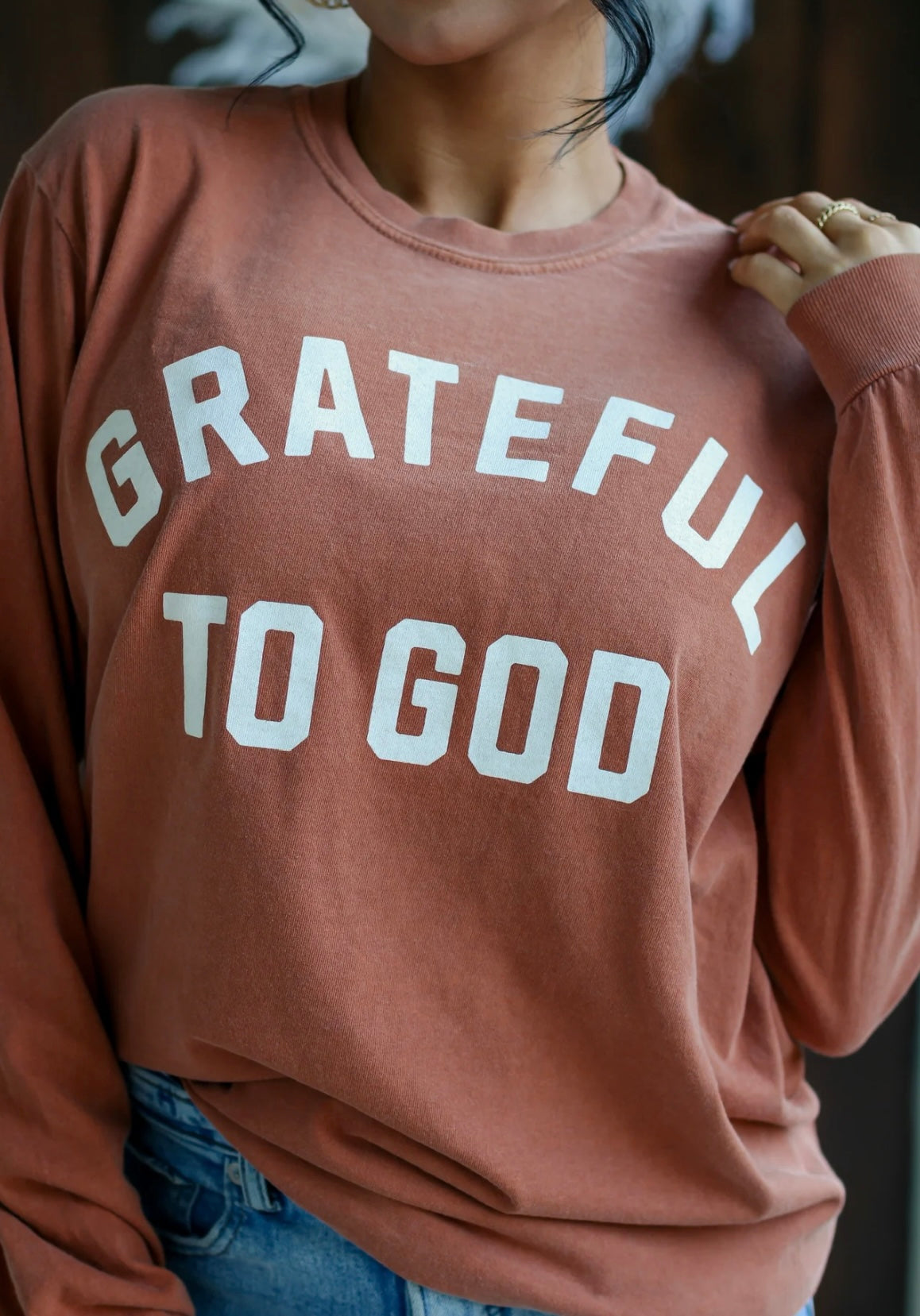 Grateful To God Comfort Colors Long Sleeve Graphic Tee