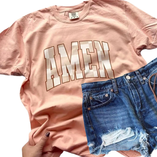 Amen Checkered Comfort Colors Tee