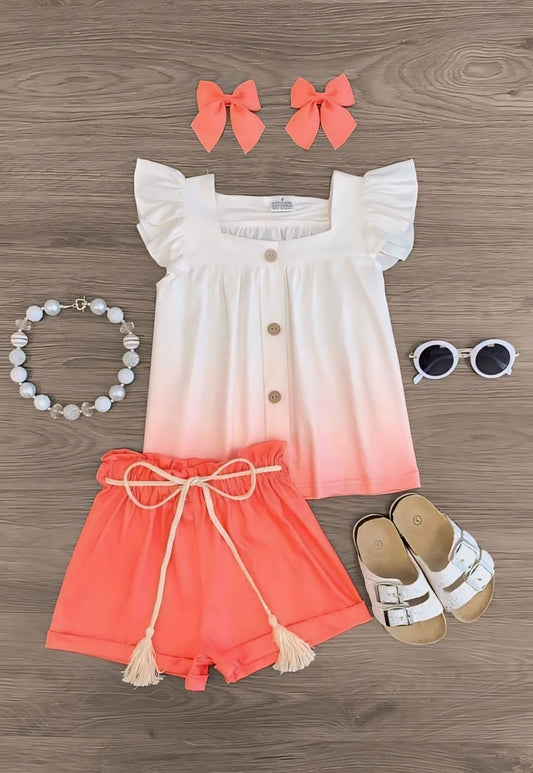 Girls Coral + Ivory Ombré SET