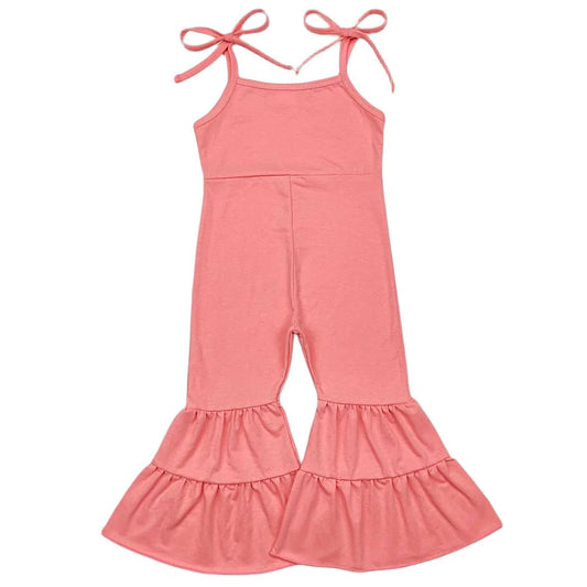 Ruffle Bell Bottom Peach Romper - Toddler