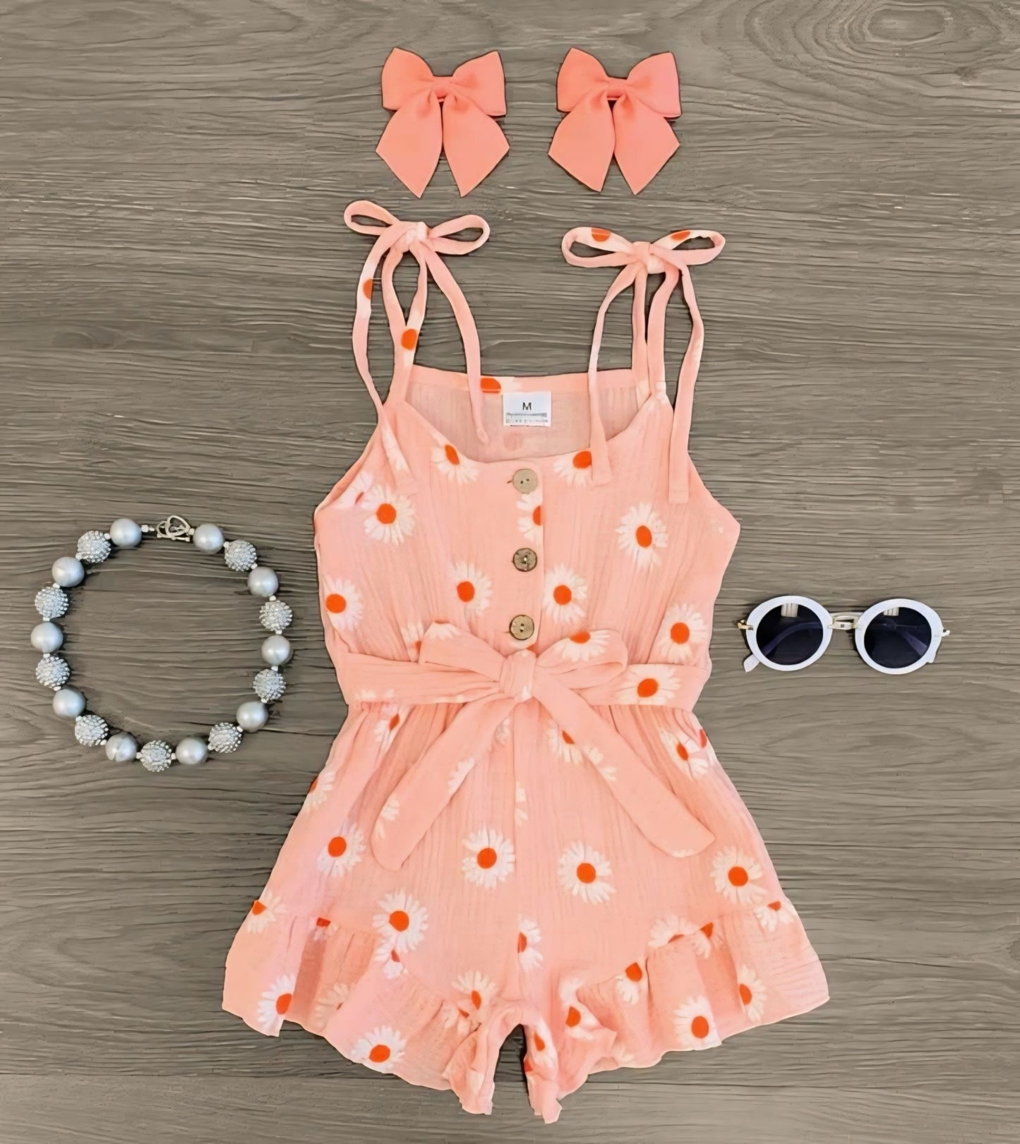 Girls Pink Floral Romper