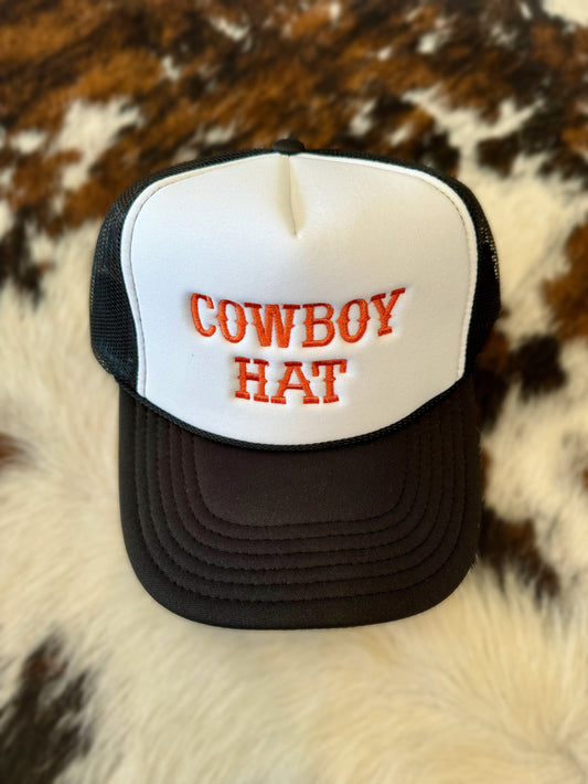 Cowboy Embroidery Trucker Hat - Black/White