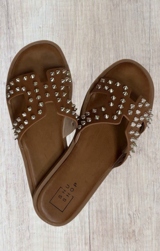 Electric Studded Sandals - Tan