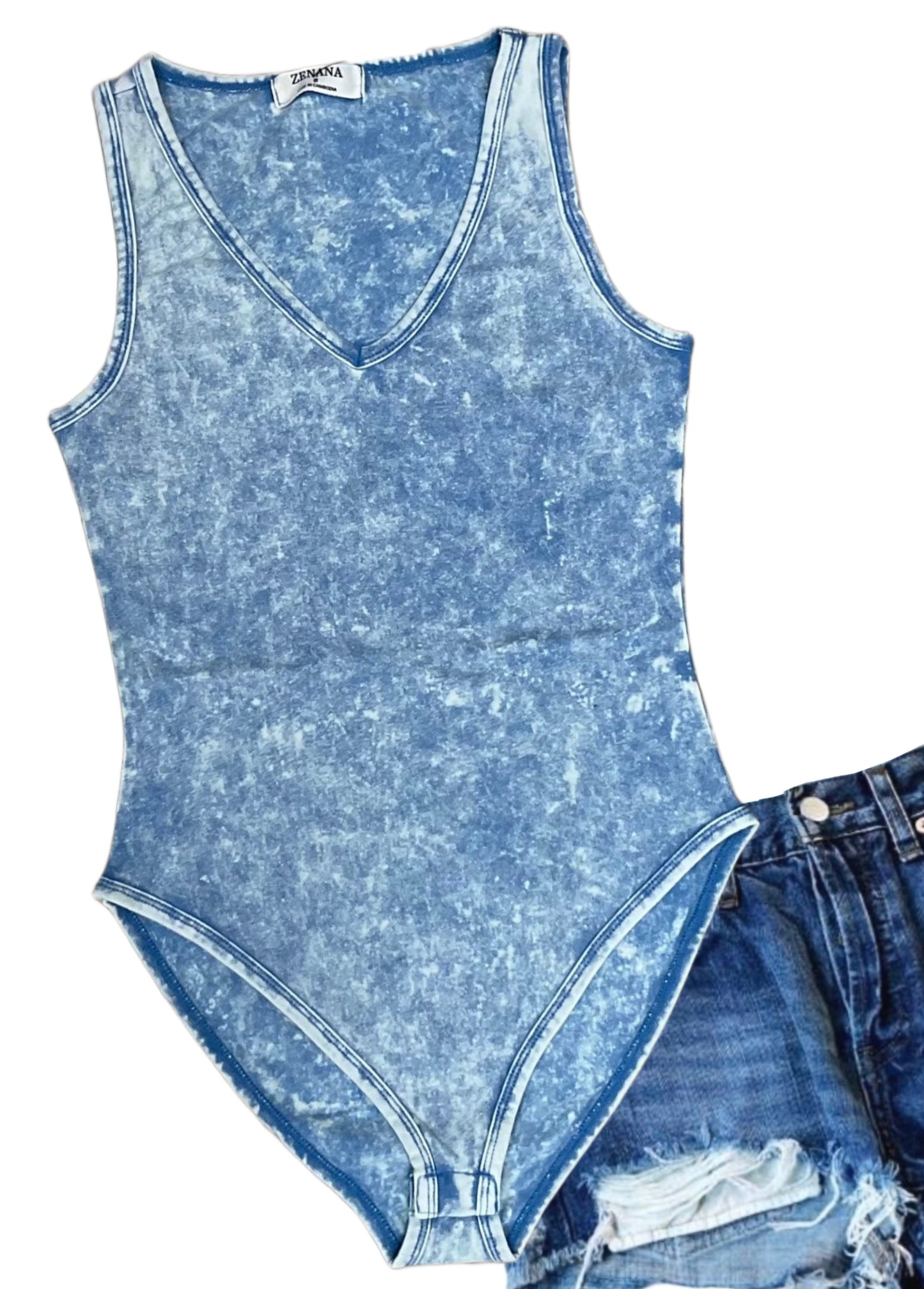 Ice Blue Mineral Wash Bodysuit