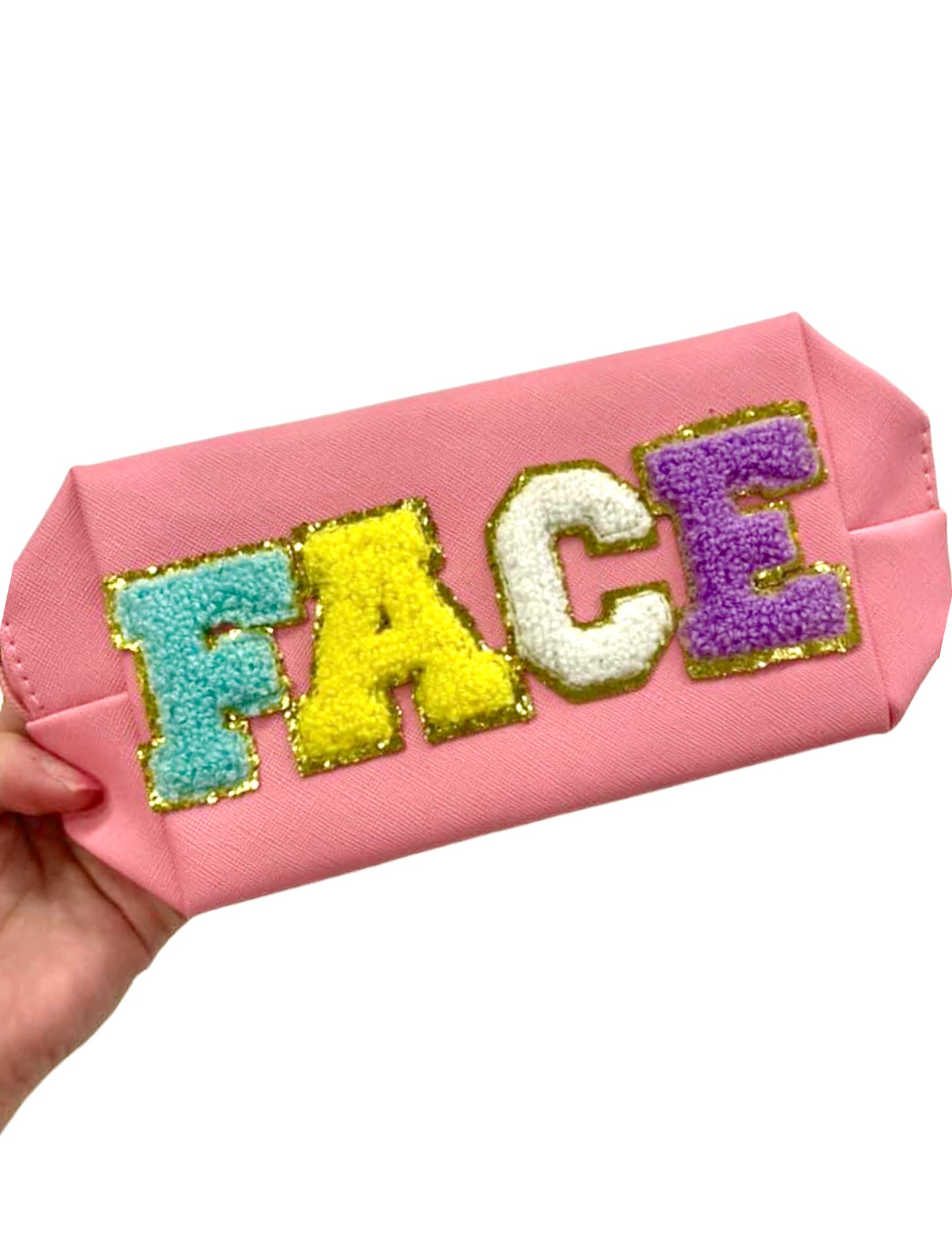 Pink Preppy Patch “Face” Cosmetic Bag