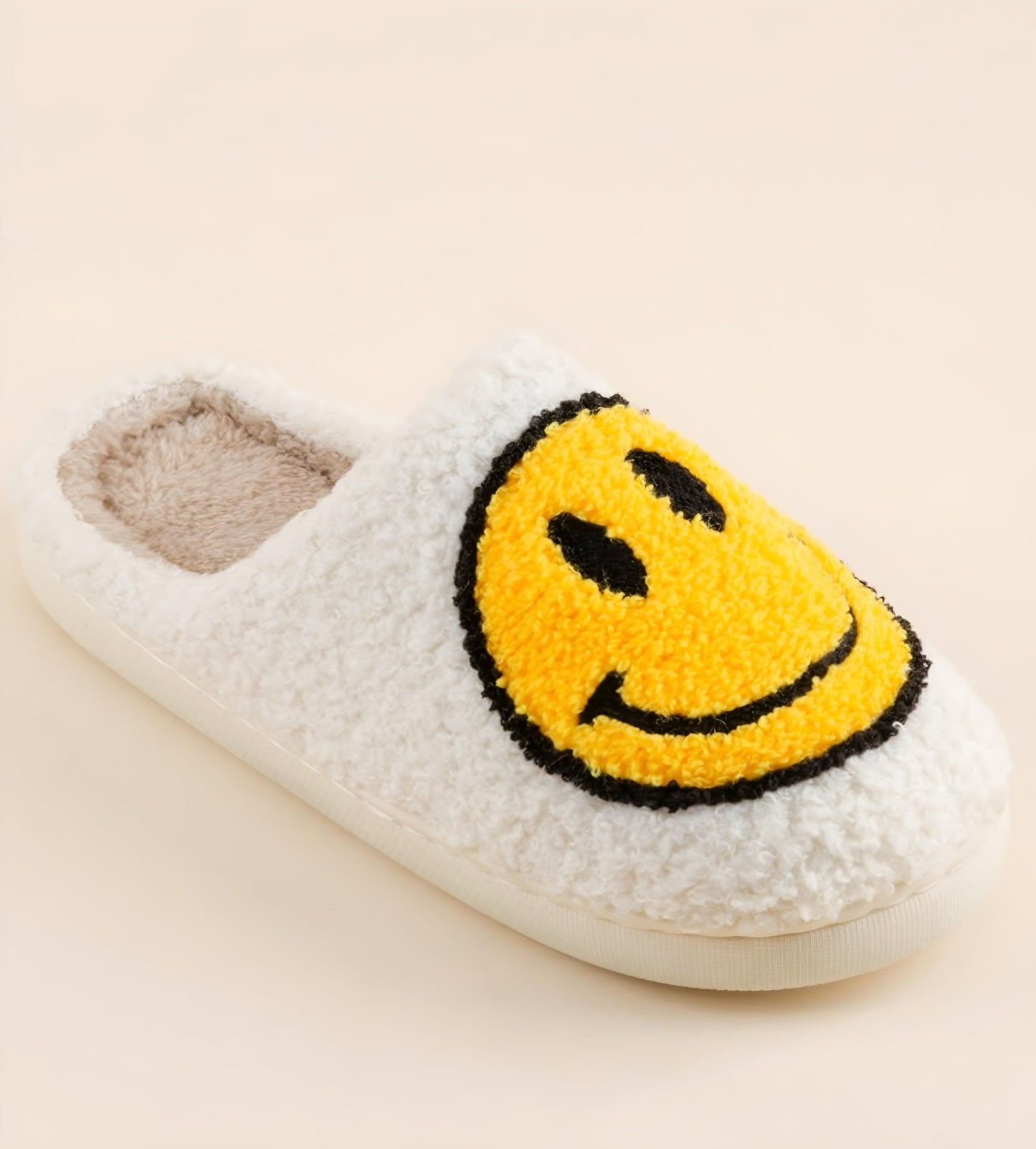 Classic Yellow Smiley Plush Teddy Slippers