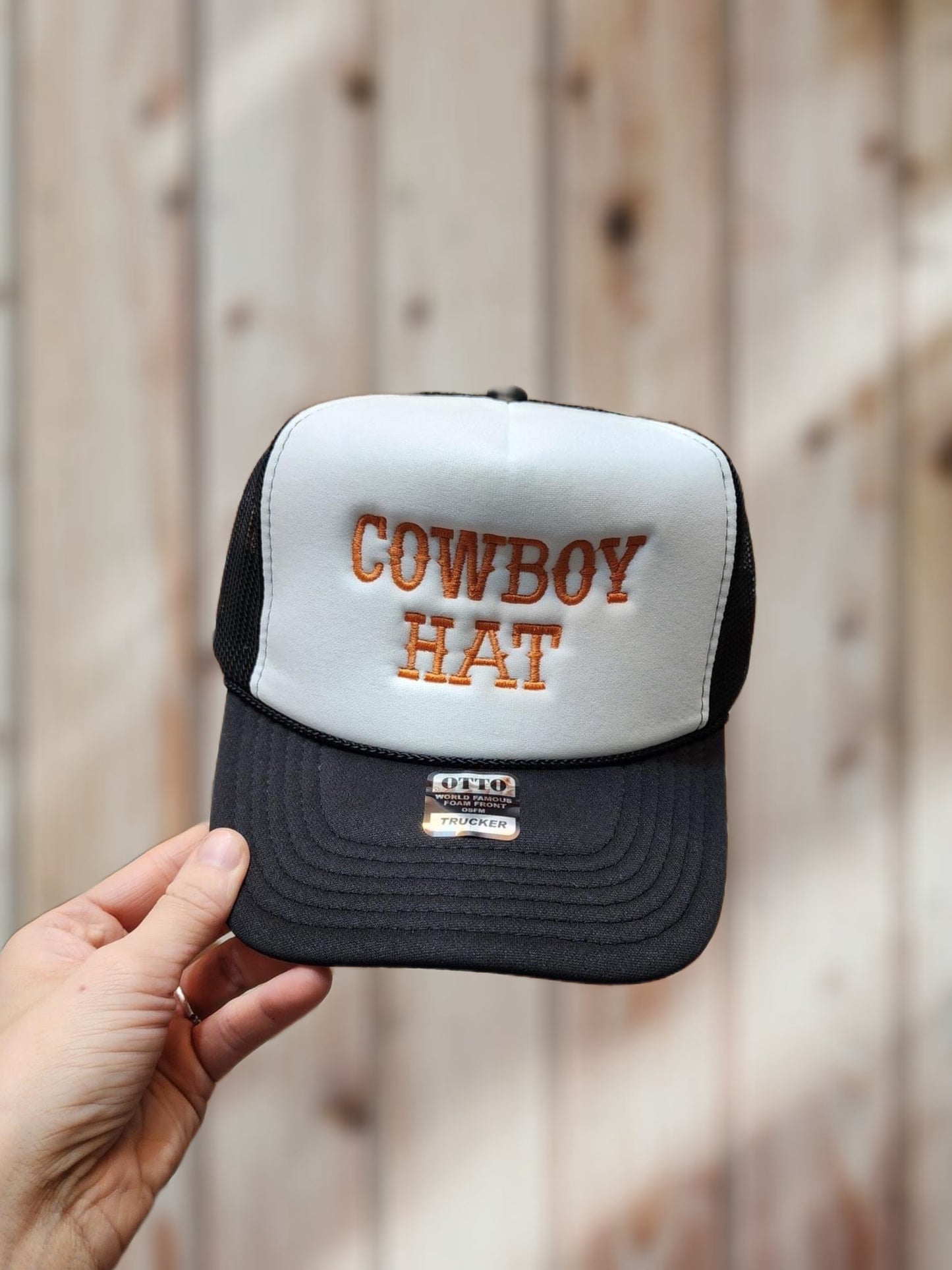 Cowboy Embroidery Trucker Hat - Black/White