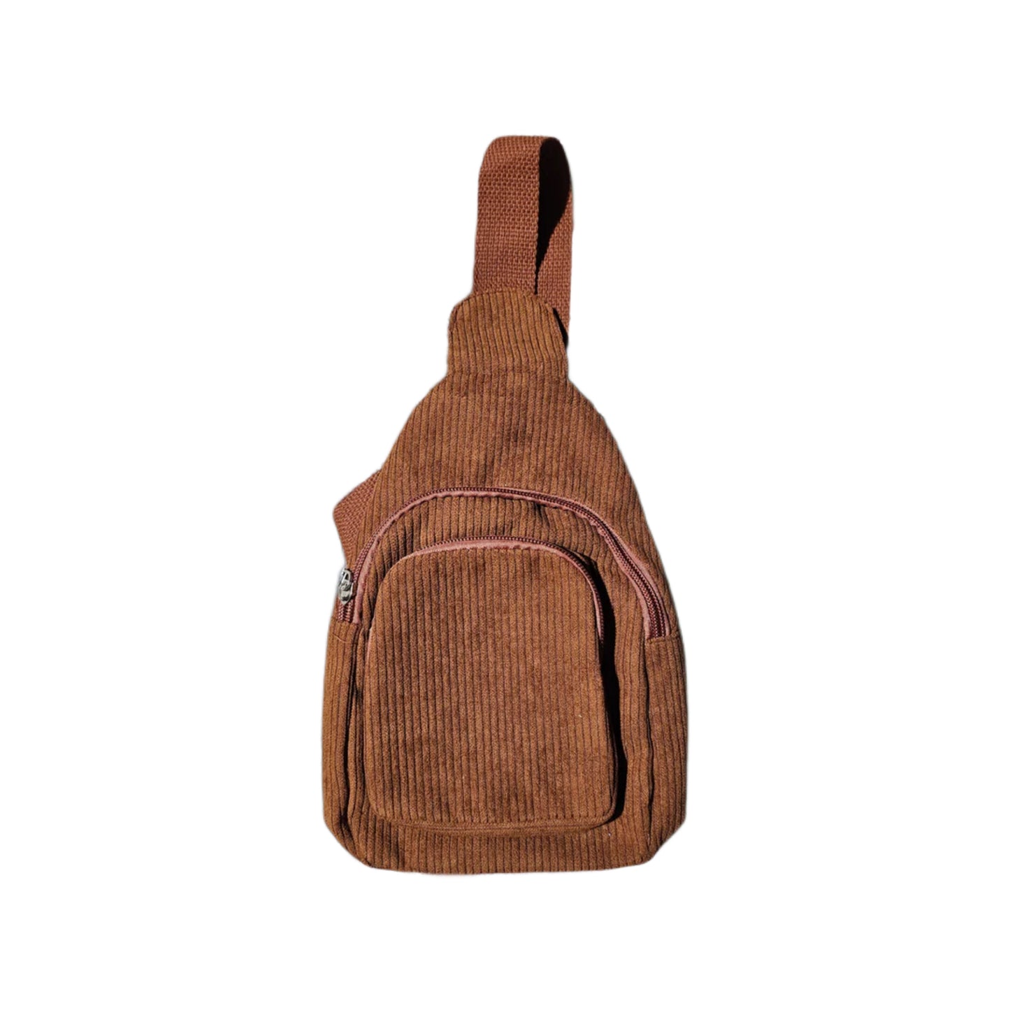 Corduroy Sling Bag Crossbody in Camel