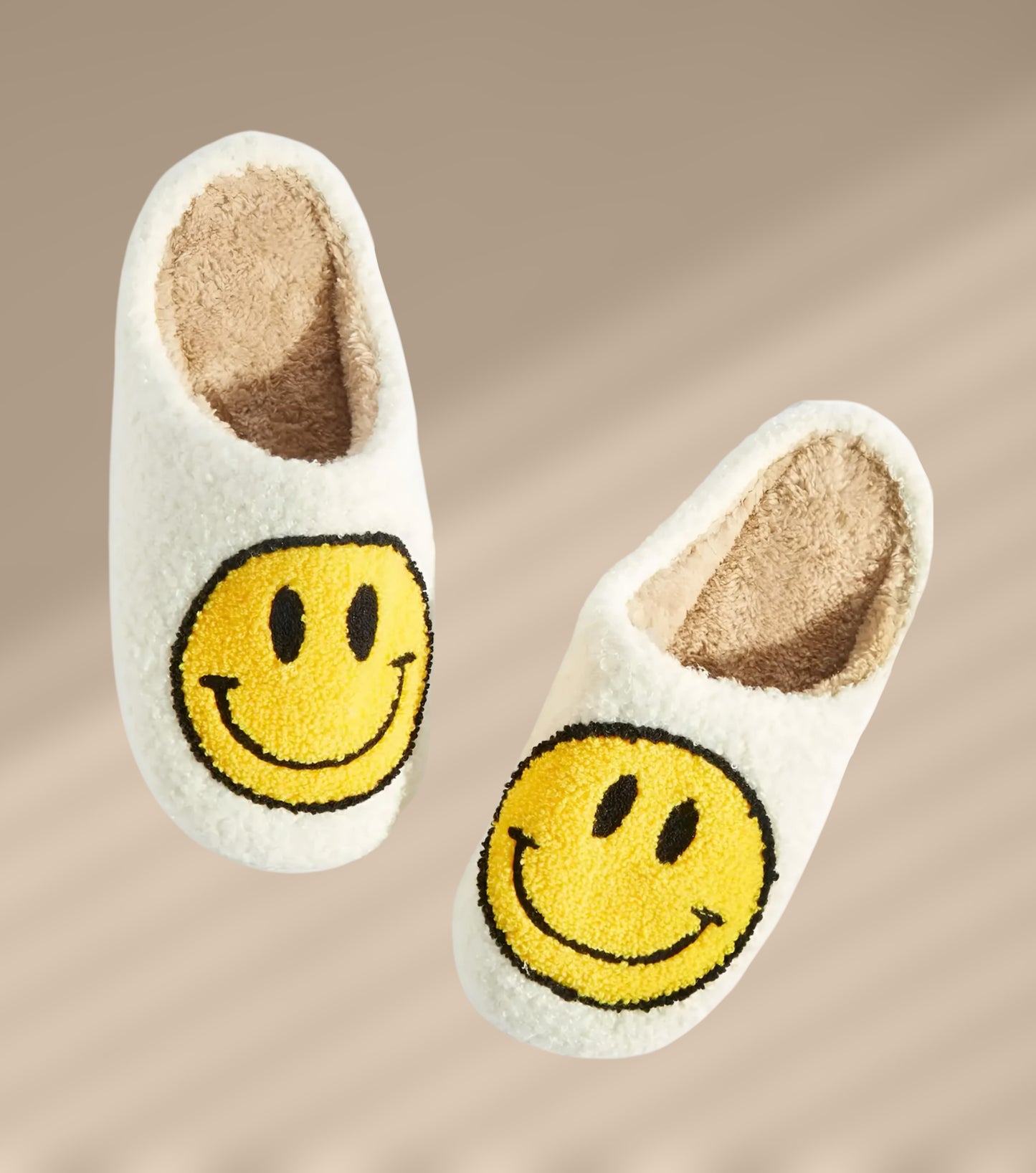 Classic Yellow Smiley Plush Teddy Slippers