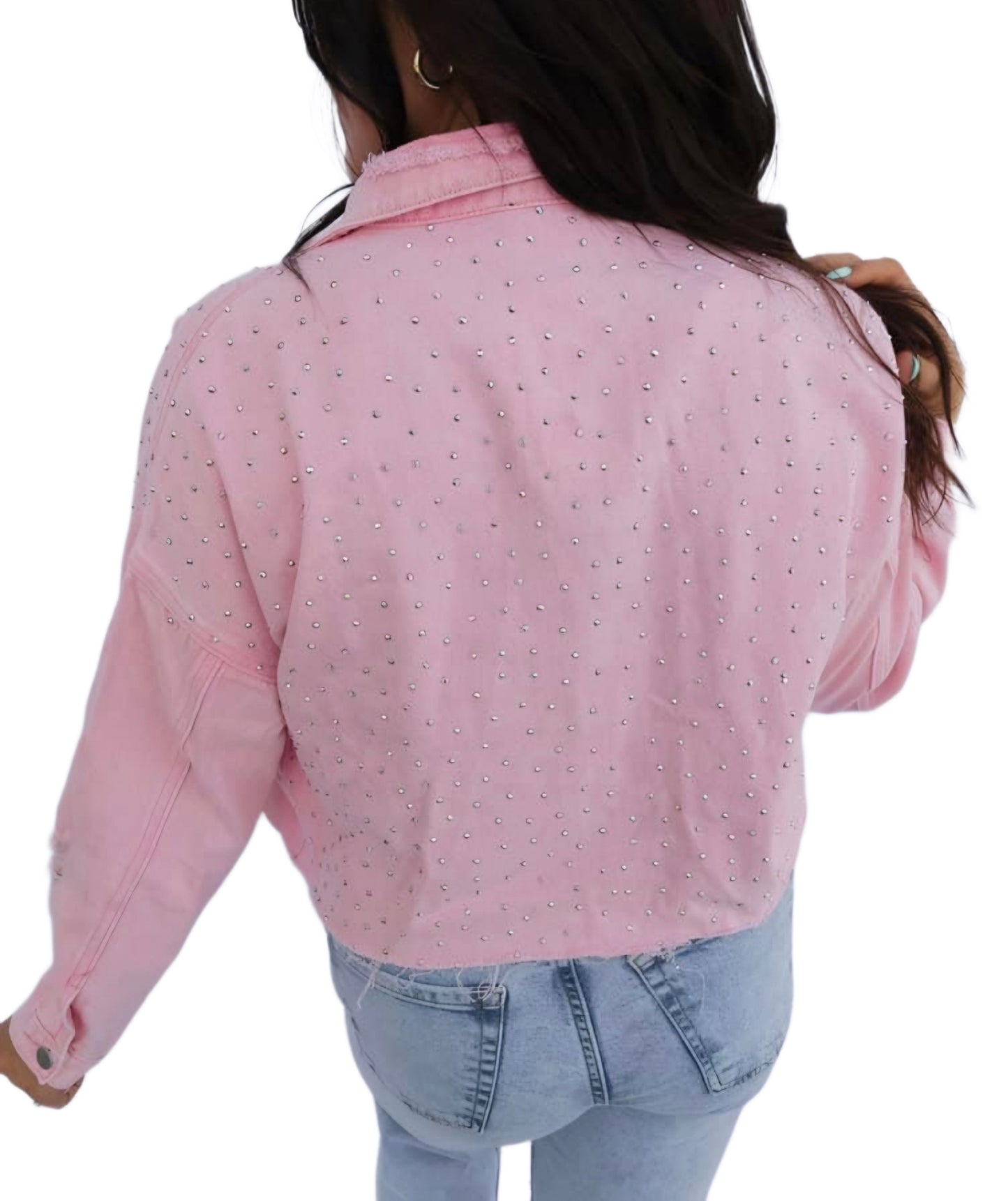 Pink Denim Studded Jacket