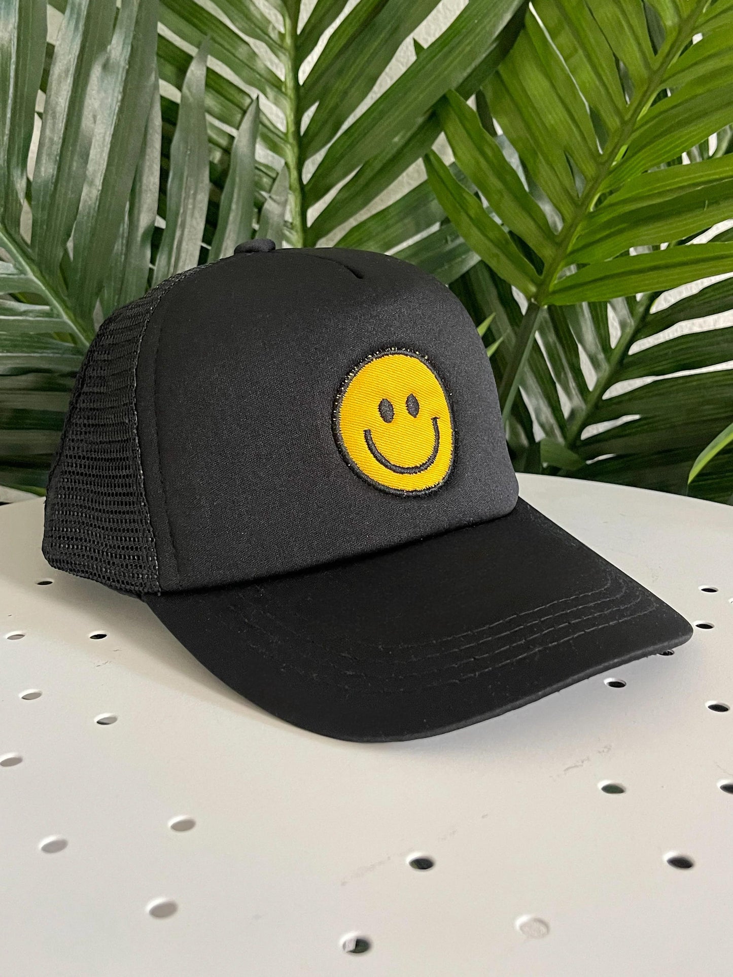 Black Smiley Trucker Hat