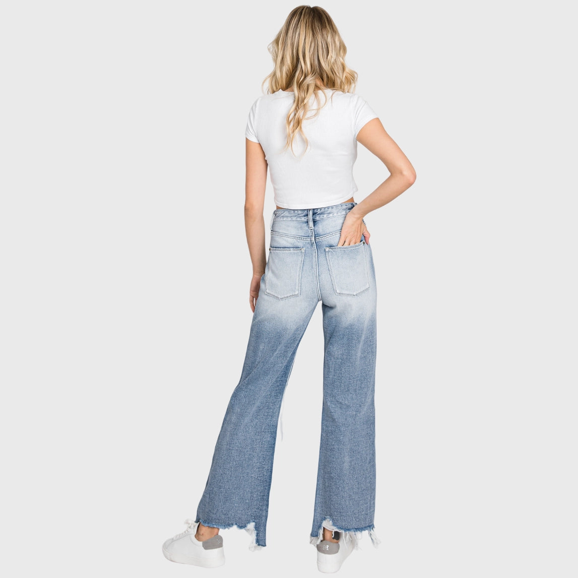 Distressed High Rise Vintage Cropped Flare Jeans