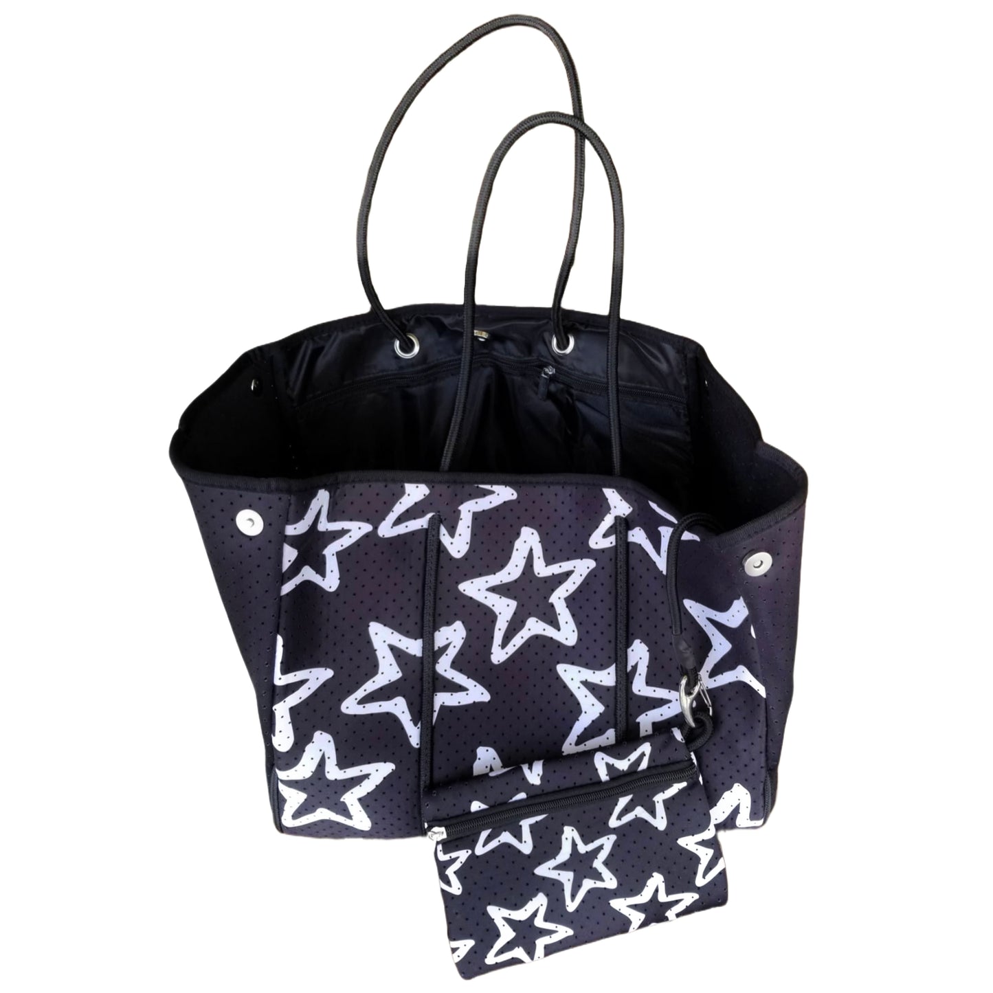 Black Large Star Neoprene Tote Bag