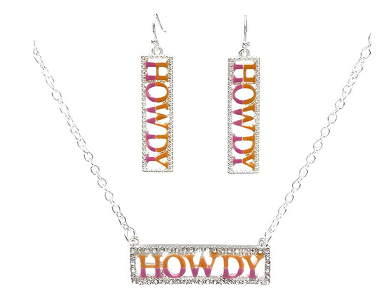 ‘HOWDY’ Necklace & Earrings Set