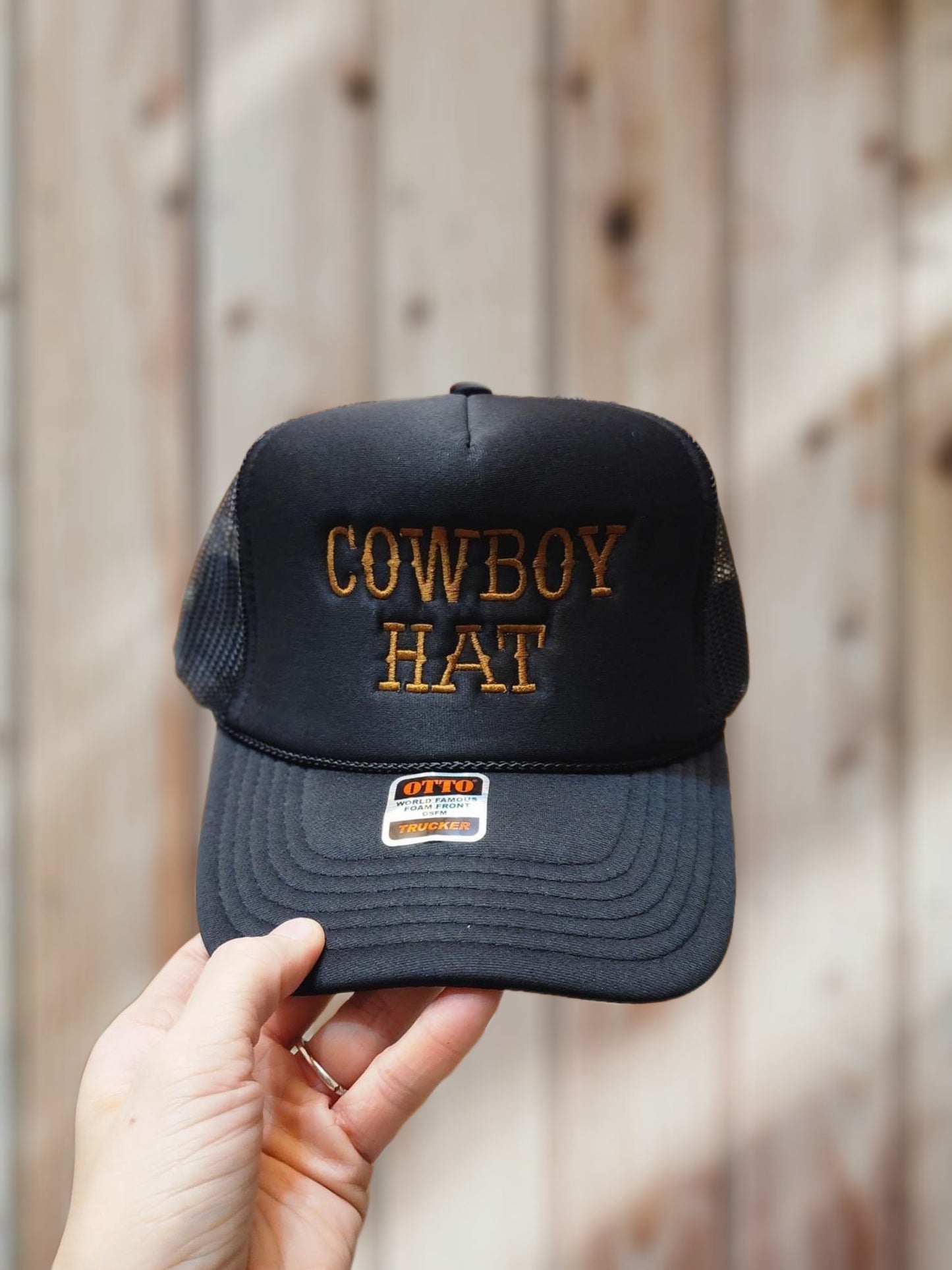 Cowboy Embroidery Trucker Hat - Black/Black