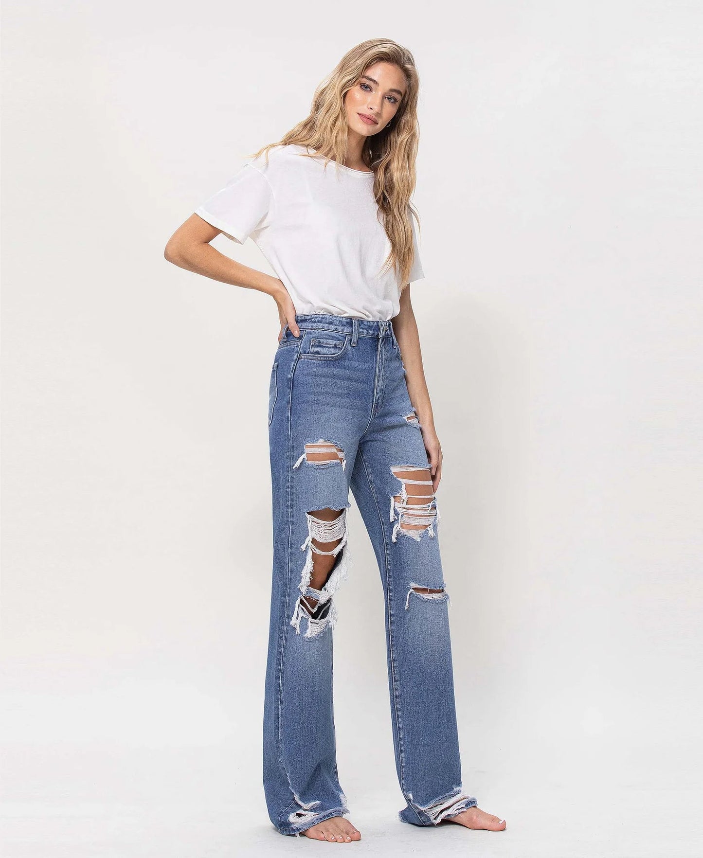 90s Vintage Loose Fit Distressed Jeans