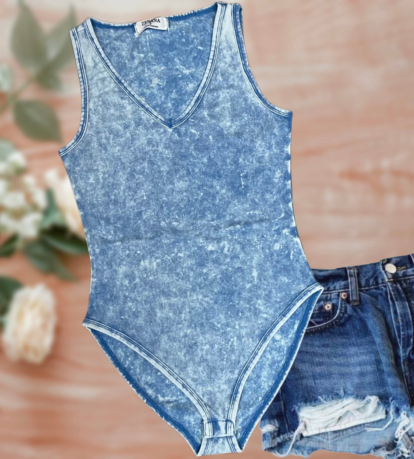 Ice Blue Mineral Wash Bodysuit