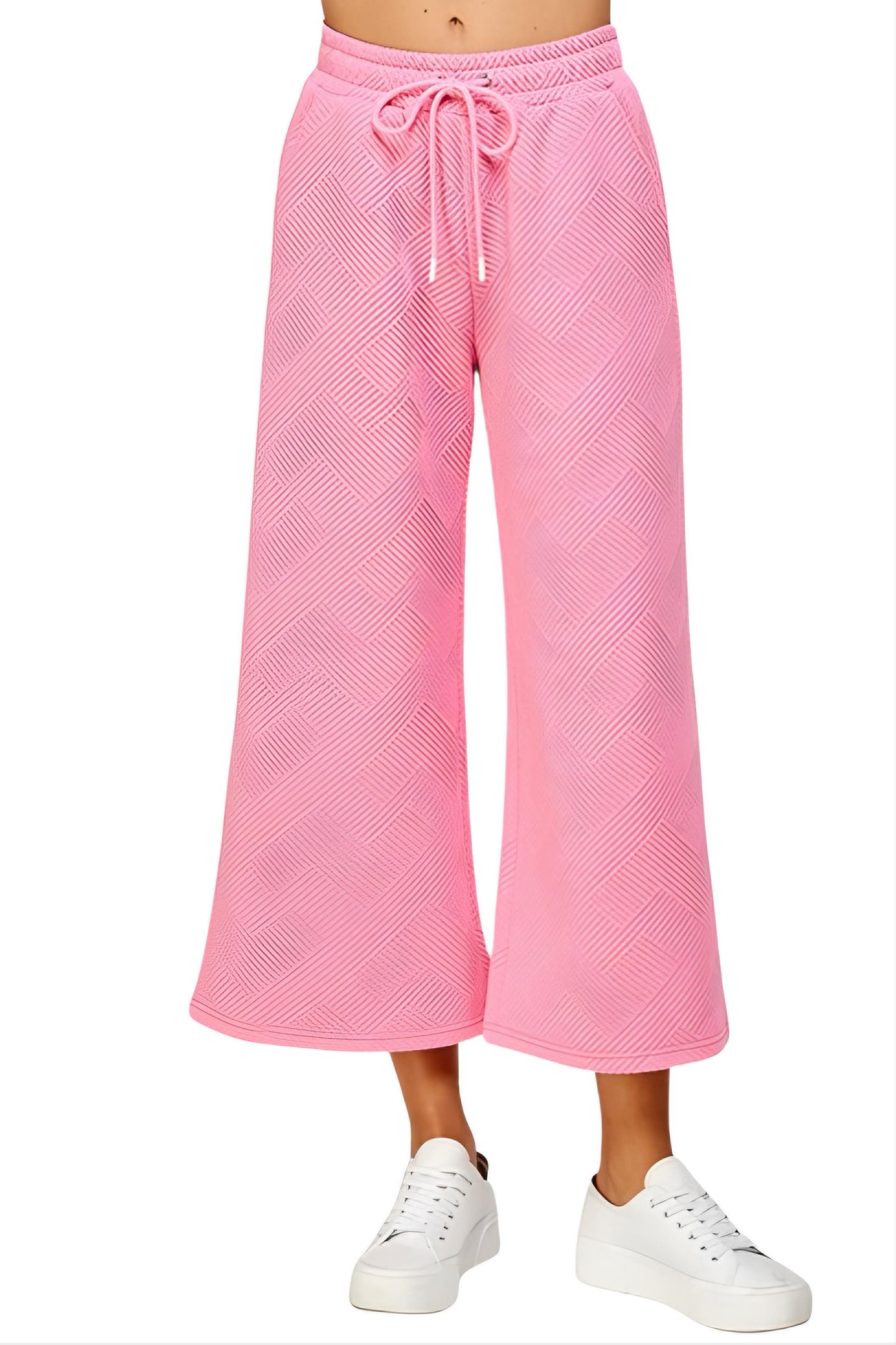 Bubblegum Pink Textured Top & Wide Leg Set