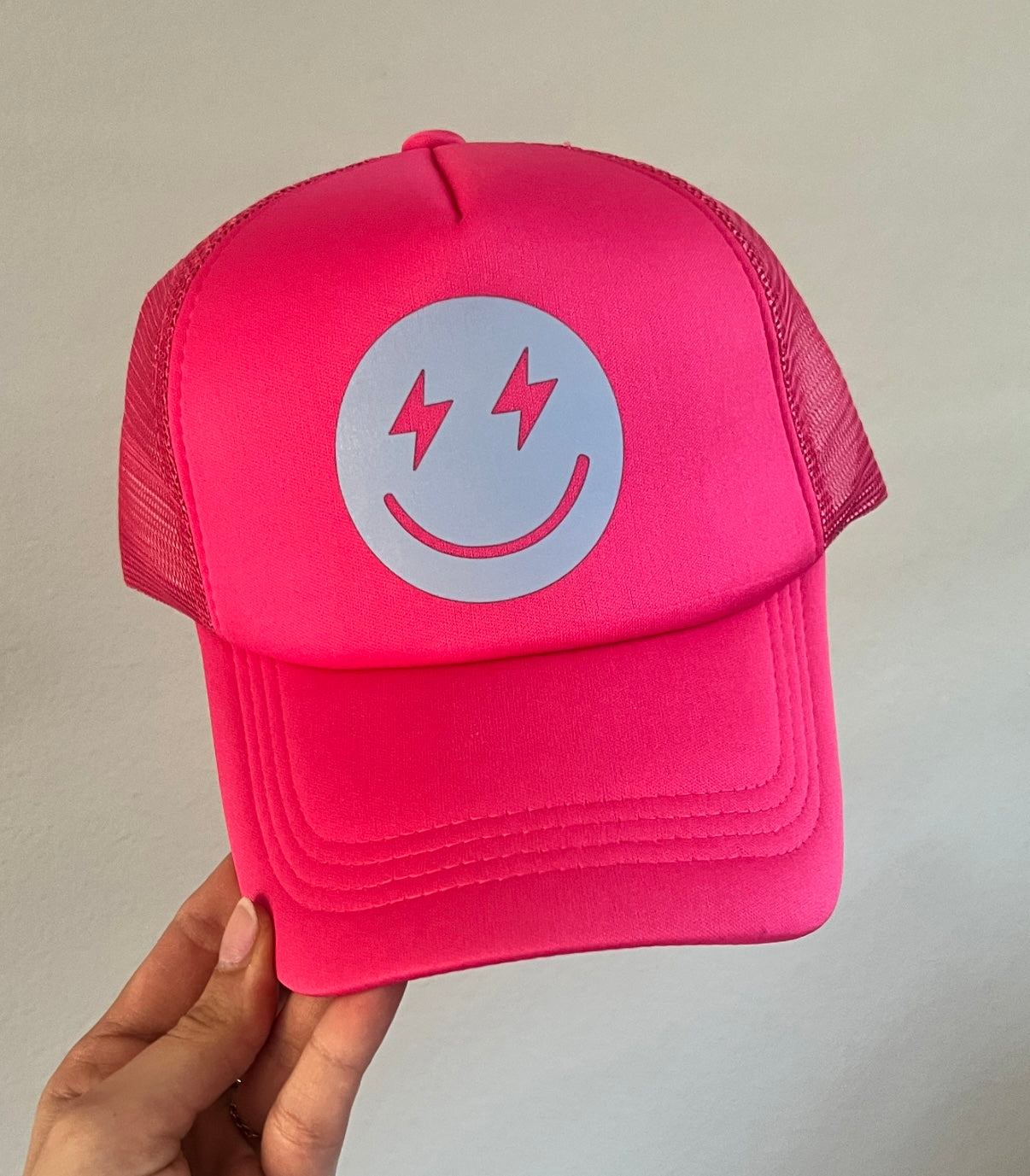 Pink Smiley Trucker Hat