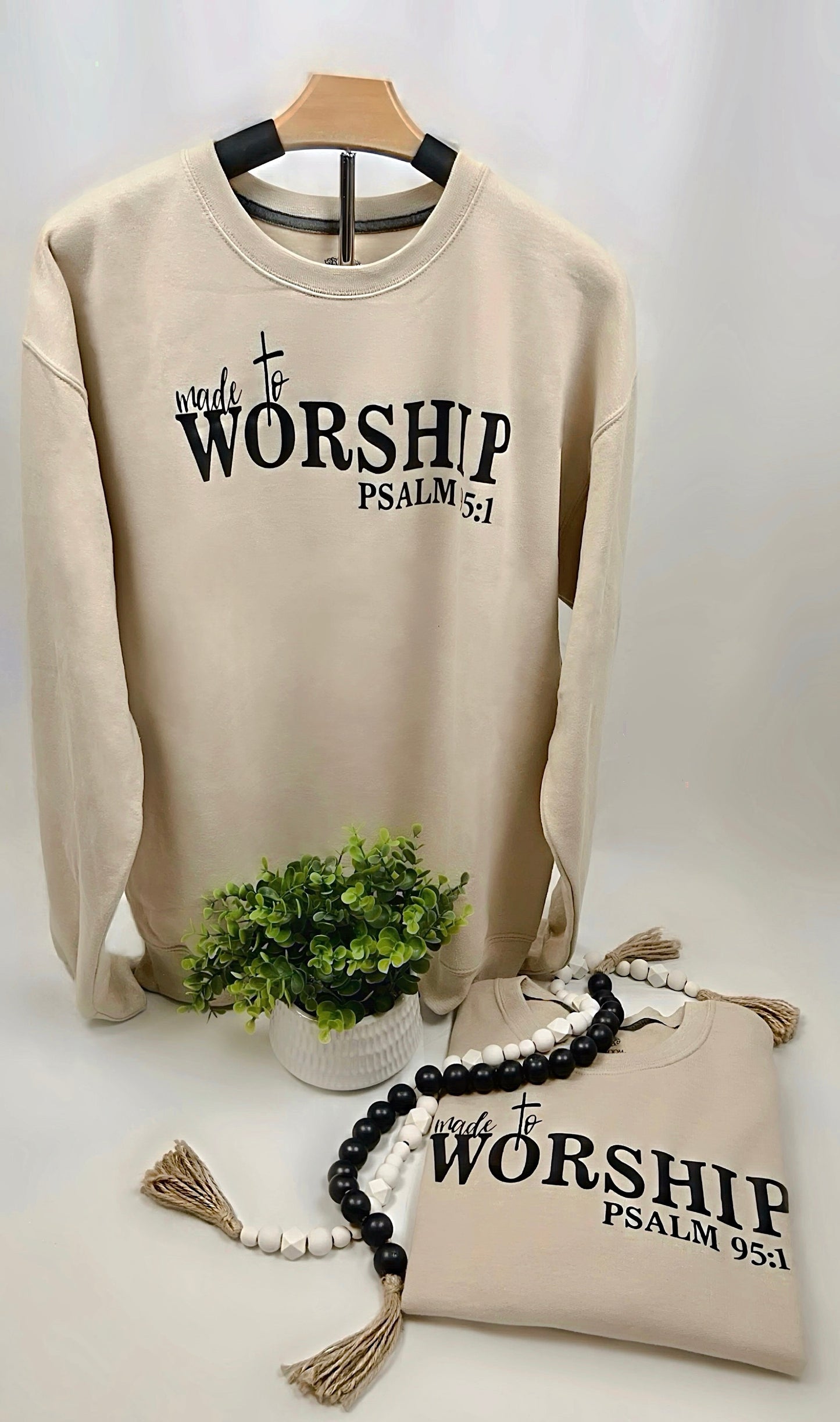 Made To Worship Crewneck - Tan