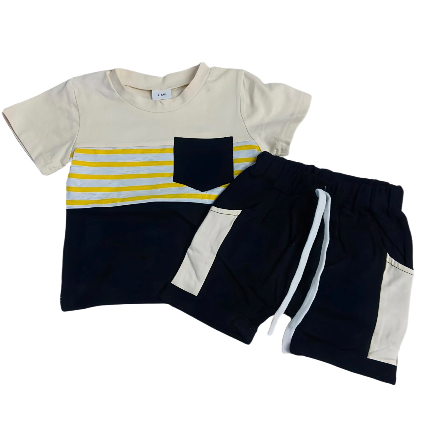 Boys Stripped Pocket Tee & Shorts Set