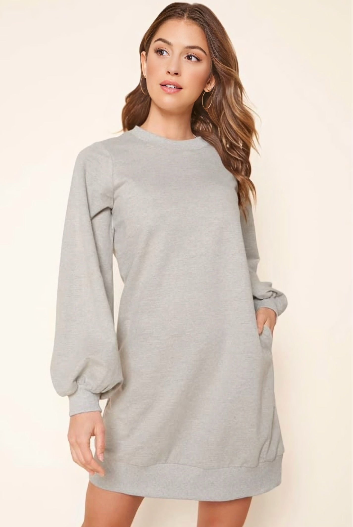 Balloon Sleeve Sweatshirt Mini Dress